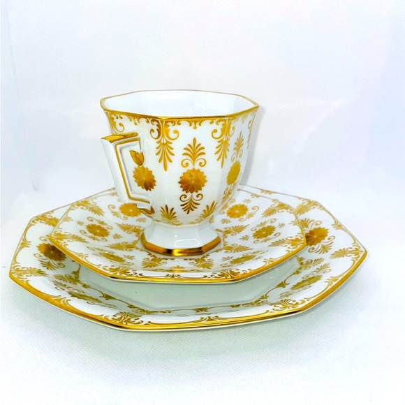 Vintage AK Kaiser West Germany White Tea Cup & Saucer, Dessert Plate - 3 pc set - Picture 6 of 6